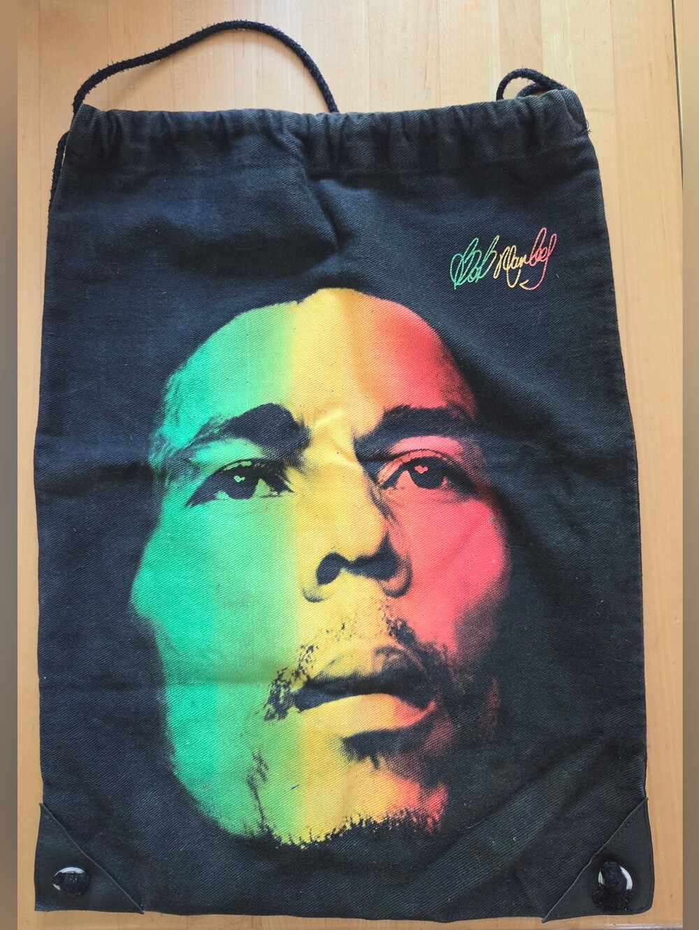 Bob Marley Canvas String Backpack Bag Rasta Reggae Satchel Official Wear